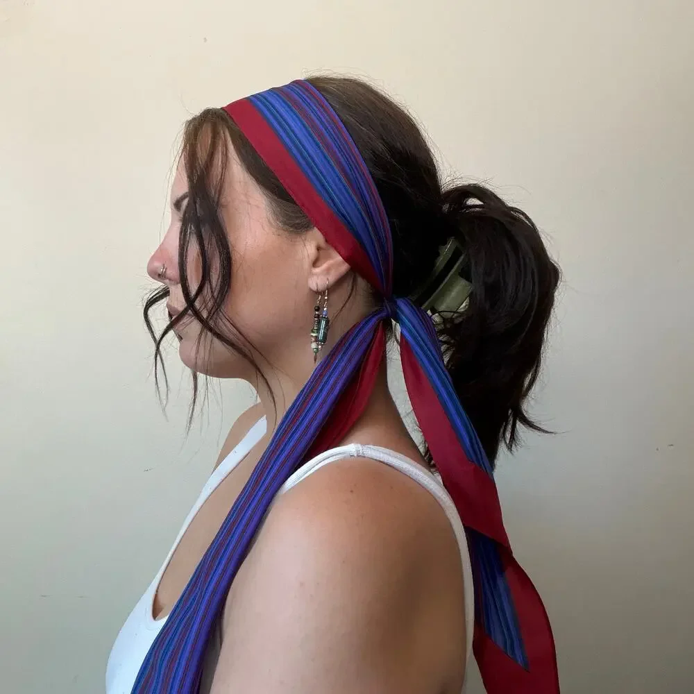 Vintage Purple & Red Head Scarf